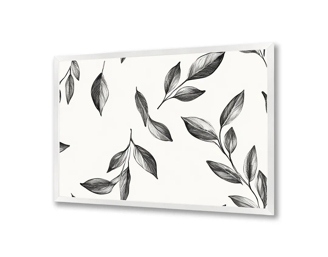 Metalen Magneetbord met hoogwaardige afbeelding van Zwart wit bladeren patroon voor aan de muur