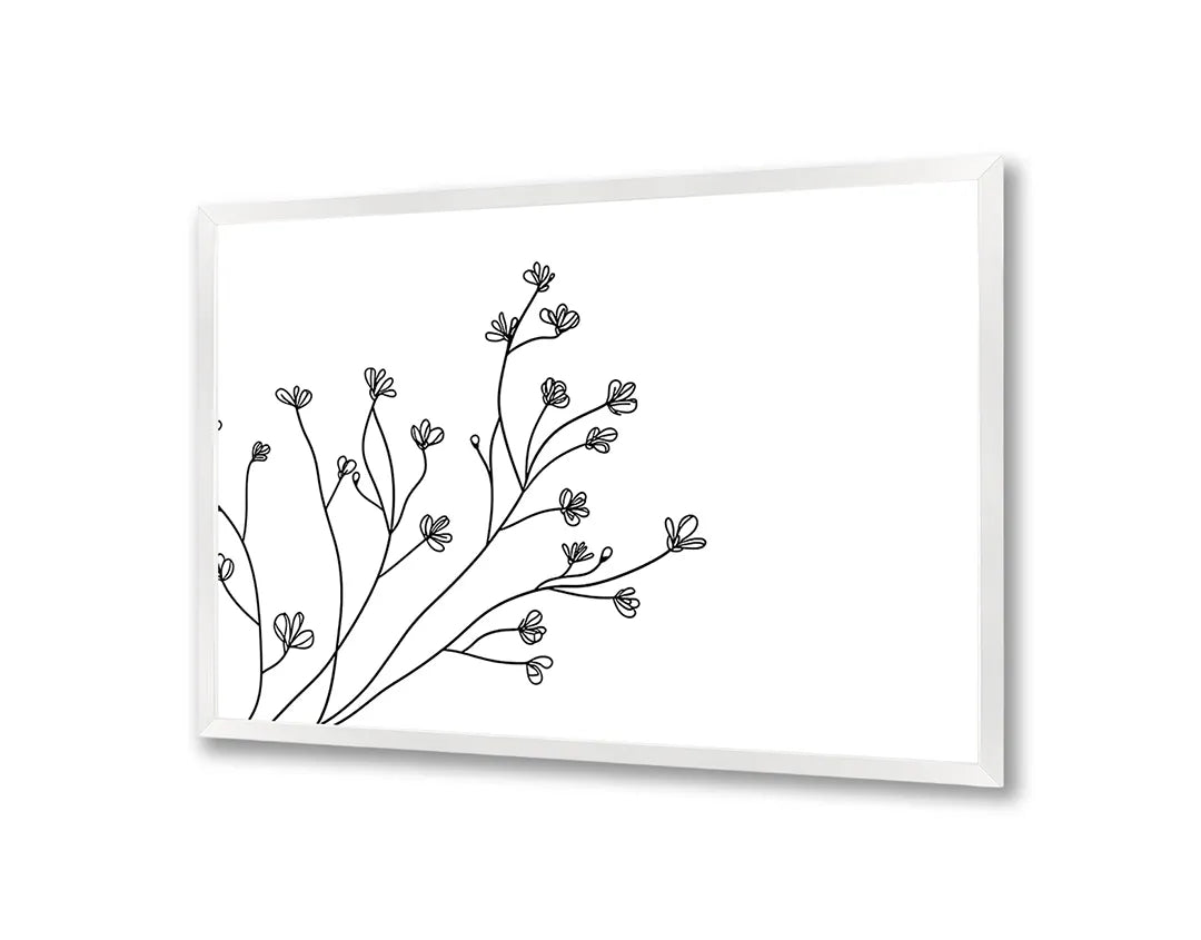 Metalen Magneetbord met hoogwaardige afbeelding van Fijne takjes met bloemen lijntekening voor aan de muur
