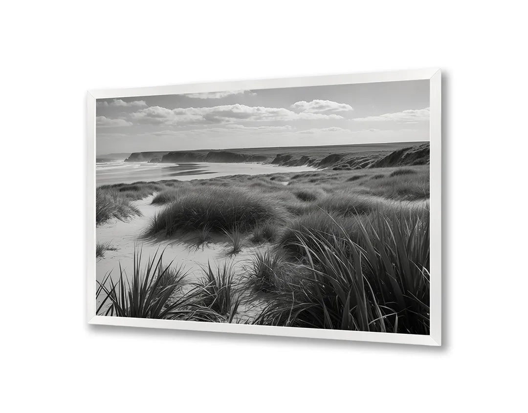 Metalen Magneetbord met hoogwaardige afbeelding van Duinlandschap zwart wit voor aan de muur