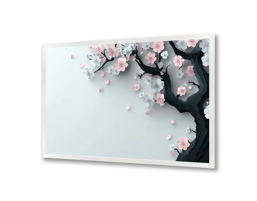 Metalen Magneetbord met hoogwaardige afbeelding van Roze bloesem tak zacht voor aan de muur