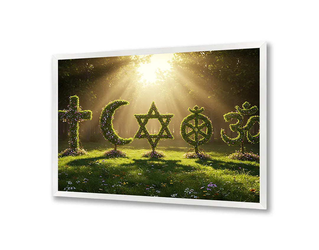 Metalen Magneetbord met hoogwaardige afbeelding van Religieuze symbolen hout natuur voor aan de muur