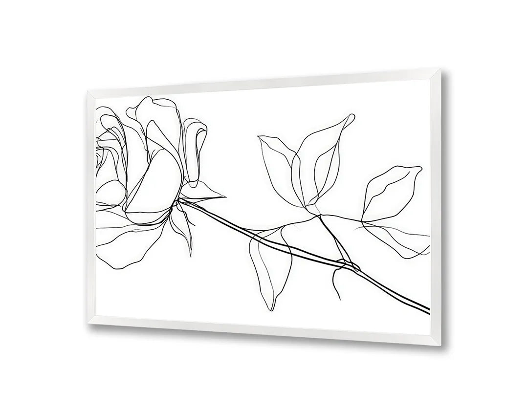 Metalen Magneetbord met hoogwaardige afbeelding van Roos lijntekening minimalistisch voor aan de muur