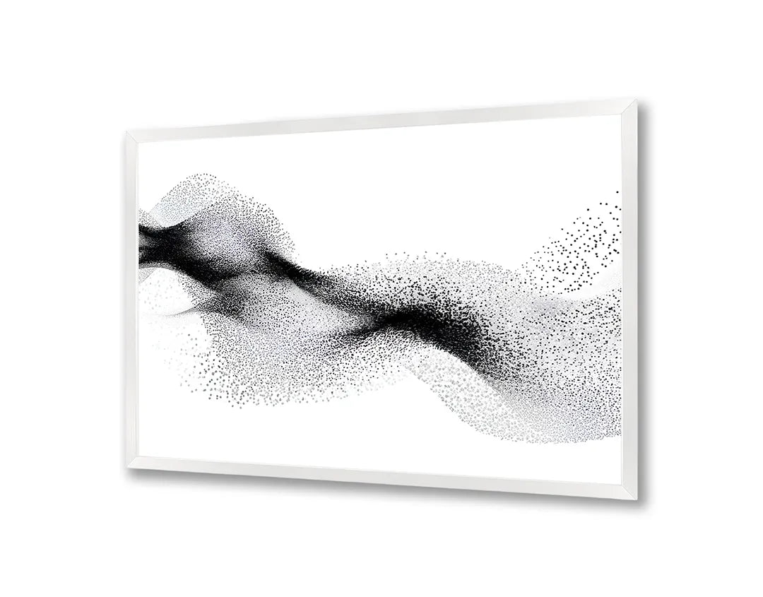 Metalen Magneetbord met hoogwaardige afbeelding van Zwarte golvende deeltjes wit voor aan de muur
