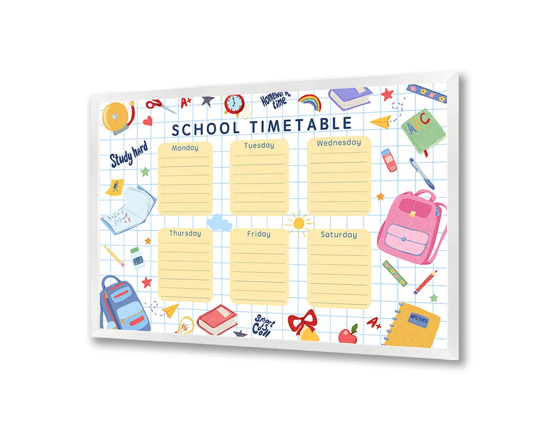 Metalen Magneetbord met hoogwaardige afbeelding van School timetable vrolijk rooster voor aan de muur