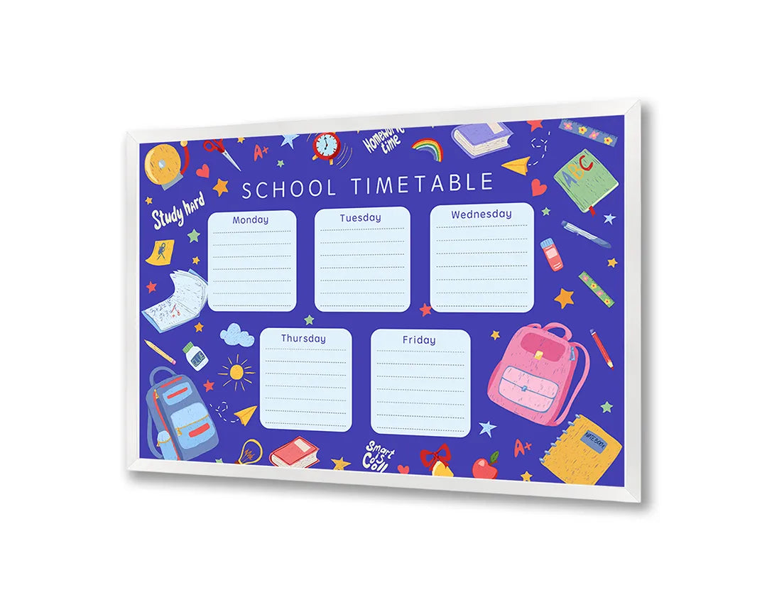 Metalen Magneetbord met hoogwaardige afbeelding van School timetable paars rooster voor aan de muur