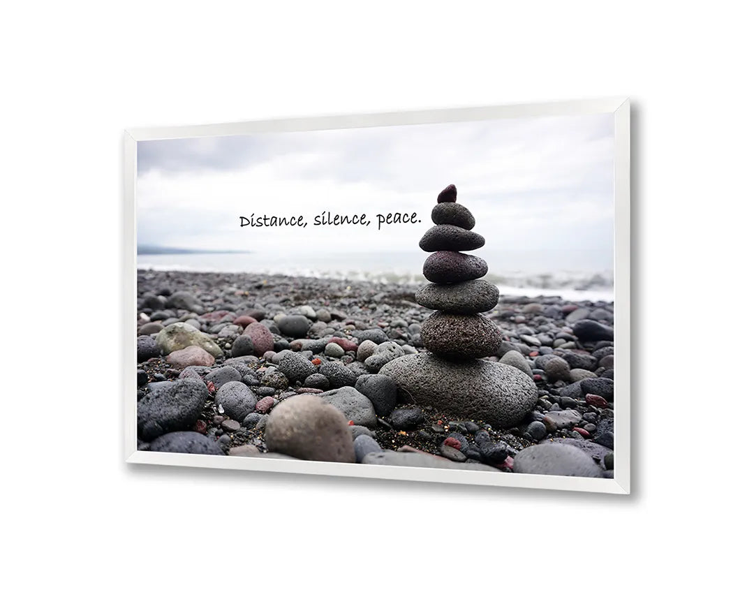 Metalen Magneetbord met hoogwaardige afbeelding van Zen stenen op strand voor aan de muur