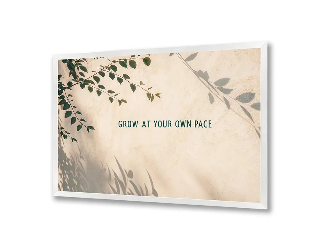 Metalen Magneetbord met hoogwaardige afbeelding van Grow at your own pace quote voor aan de muur
