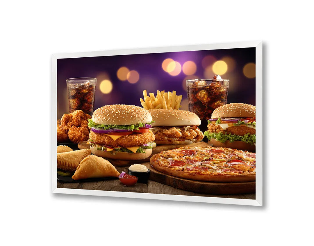 Metalen Magneetbord met print van Hamburger menu fastfood perfect als decoratie