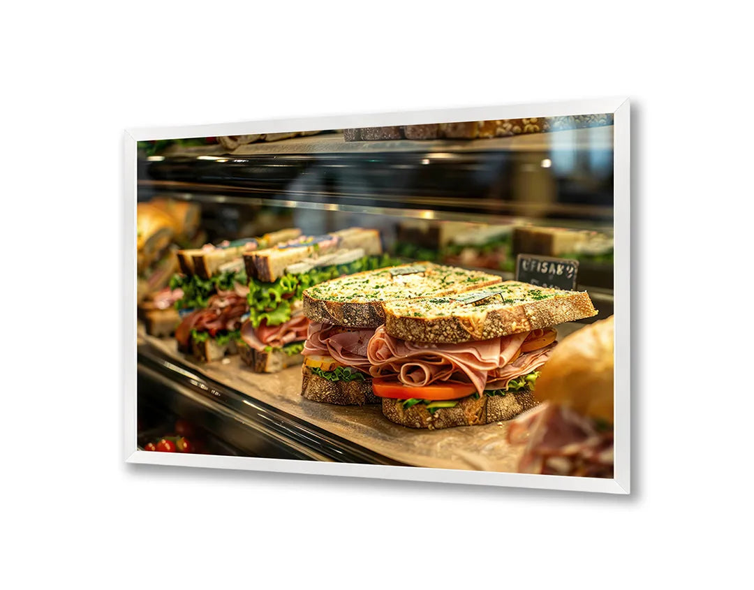 Metalen Magneetbord met print van Broodjes in vitrine perfect als decoratie