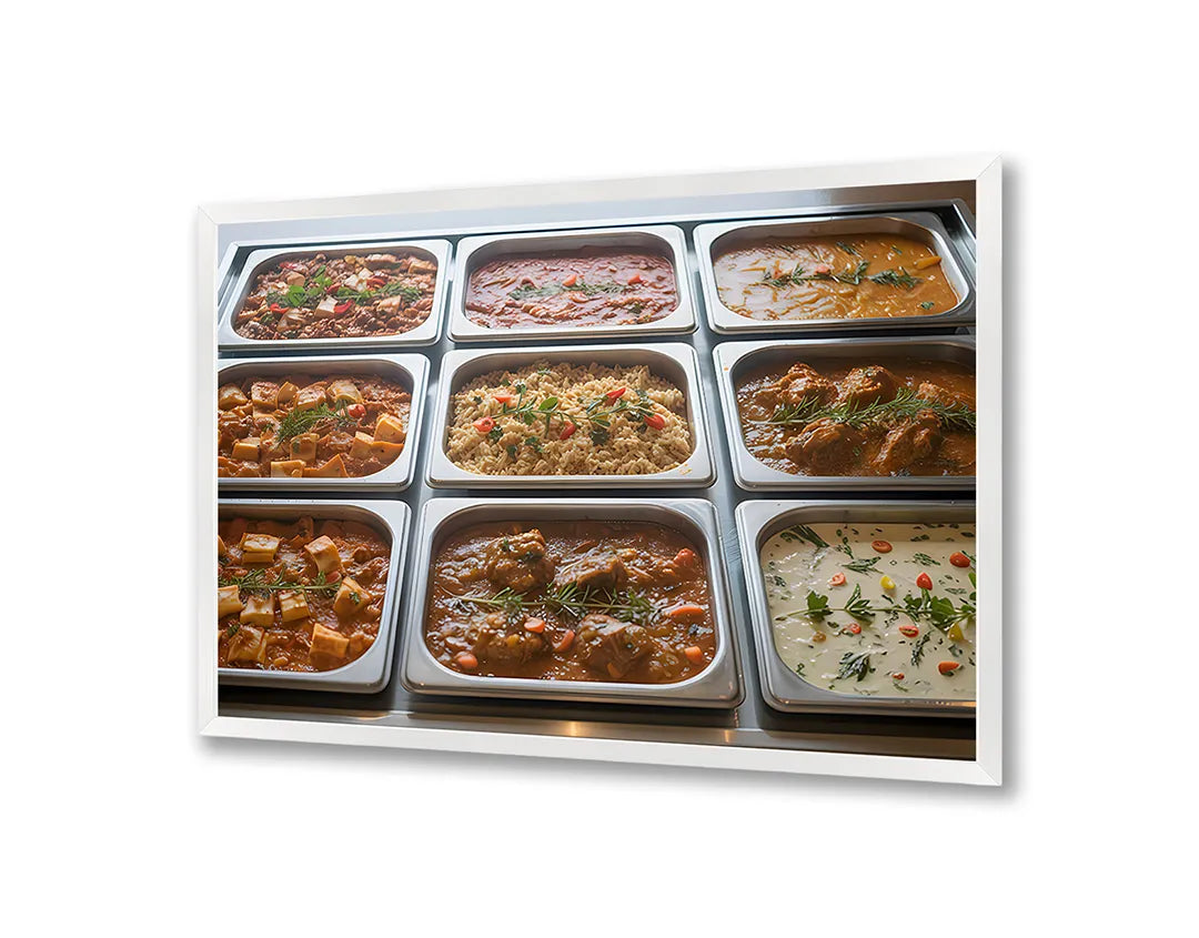Metalen Magneetbord met print van Tapas bakjes gerechten perfect als decoratie