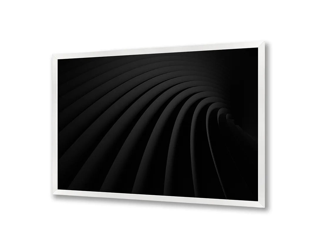 Metalen Magneetbord met afbeelding van abstracte golvende 3D lijnen in diepzwart kleuren