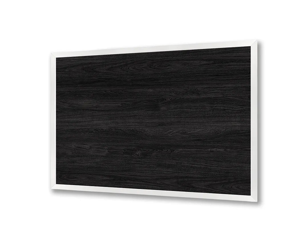 Metalen Magneetbord met afbeelding van donker zwart houten paneel in mat zwart kleuren