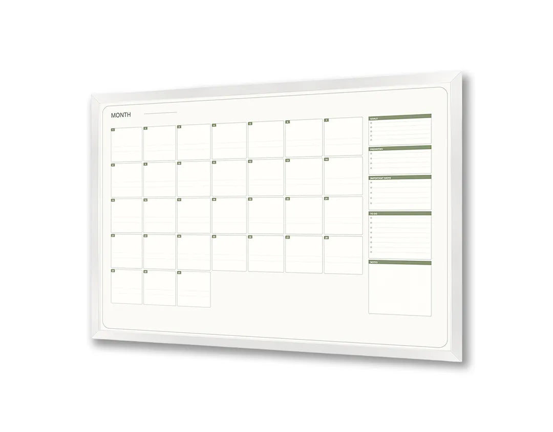 Metalen Magneetbord met print van Groene kalender grid perfect als decoratie