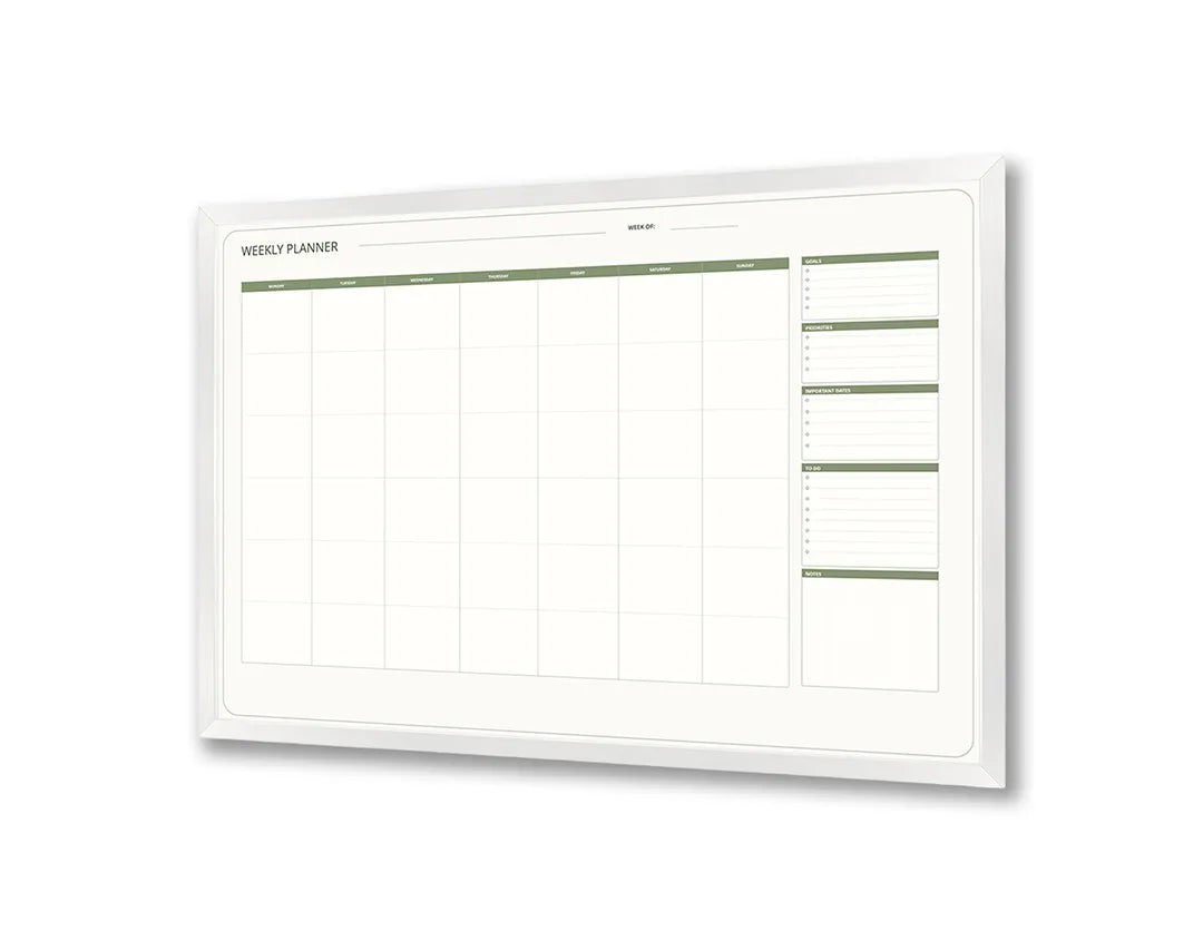 Metalen Magneetbord met print van Groene kalender grid variant perfect als decoratie