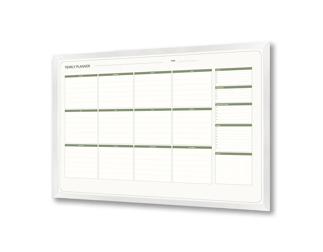 Metalen Magneetbord met print van Groene kalender grid met notities perfect als decoratie