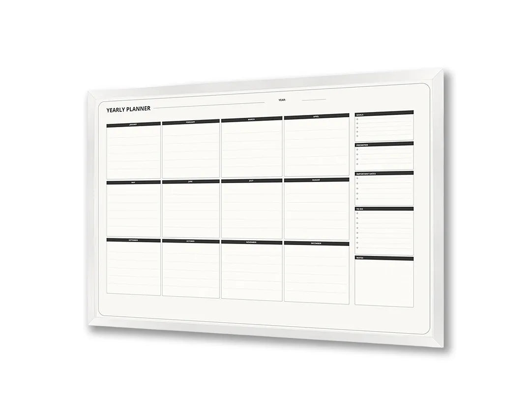 Metalen Magneetbord met print van Zwart witte kalender strak perfect als decoratie