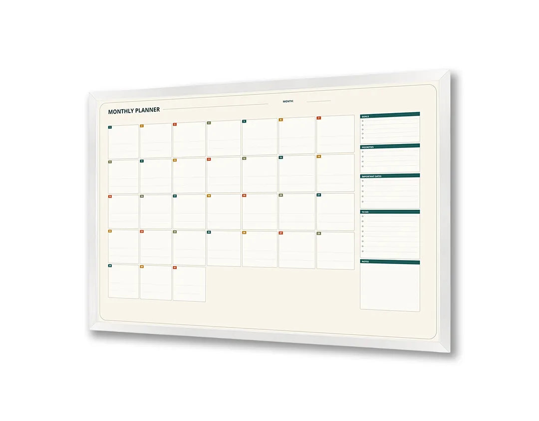 Metalen Magneetbord met print van Blauwe planner grid perfect als decoratie