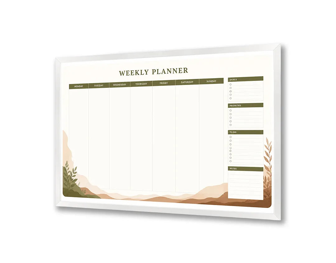 Metalen Magneetbord met print van Grijze planner met plantje perfect als decoratie