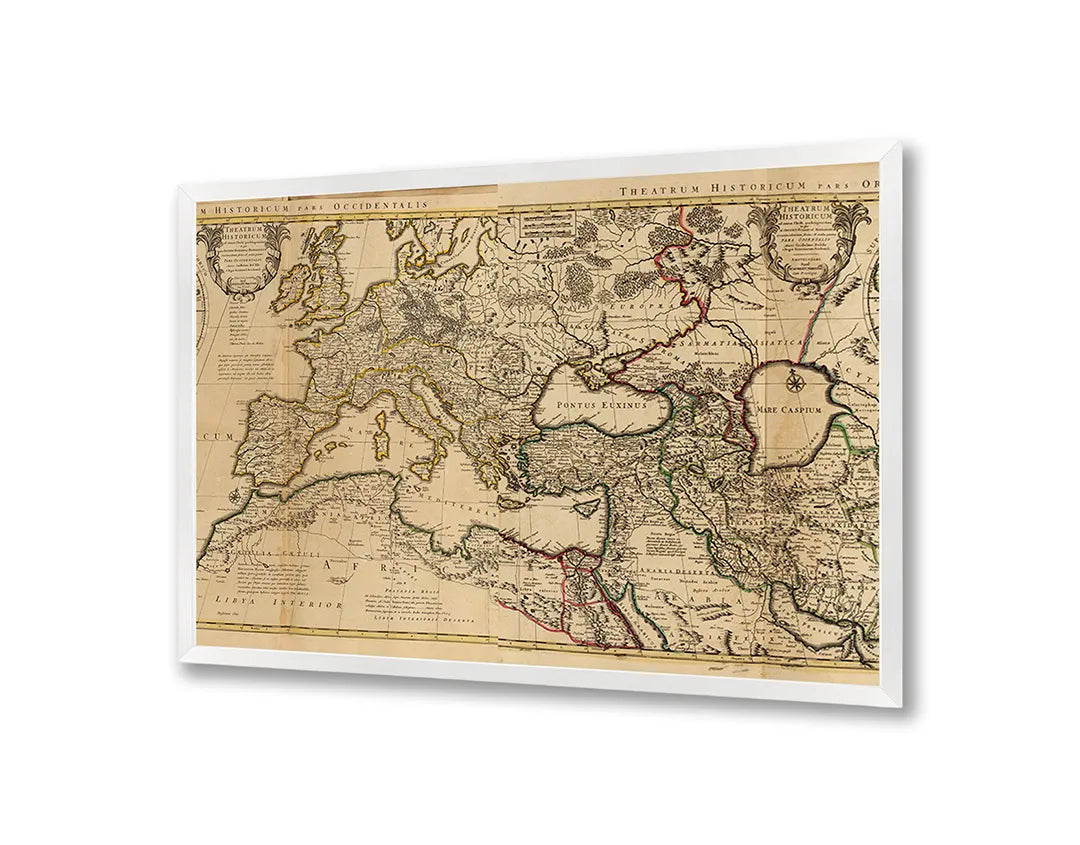 Metalen Magneetbord met klassieke vintage wereldkaart prachtig afgedrukt in uiterst warme en nostalgische sepia kleuren