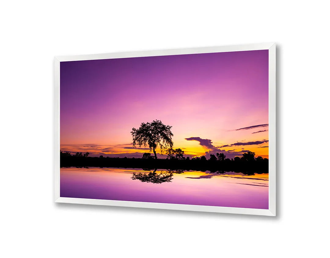 Metalen Magneetbord met print van Boom zonsondergang reflectie perfect als decoratie