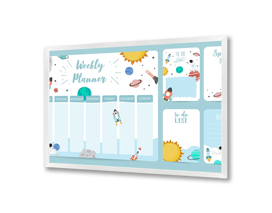 Metalen Magneetbord met print van Weekplanner blauw kind perfect als decoratie