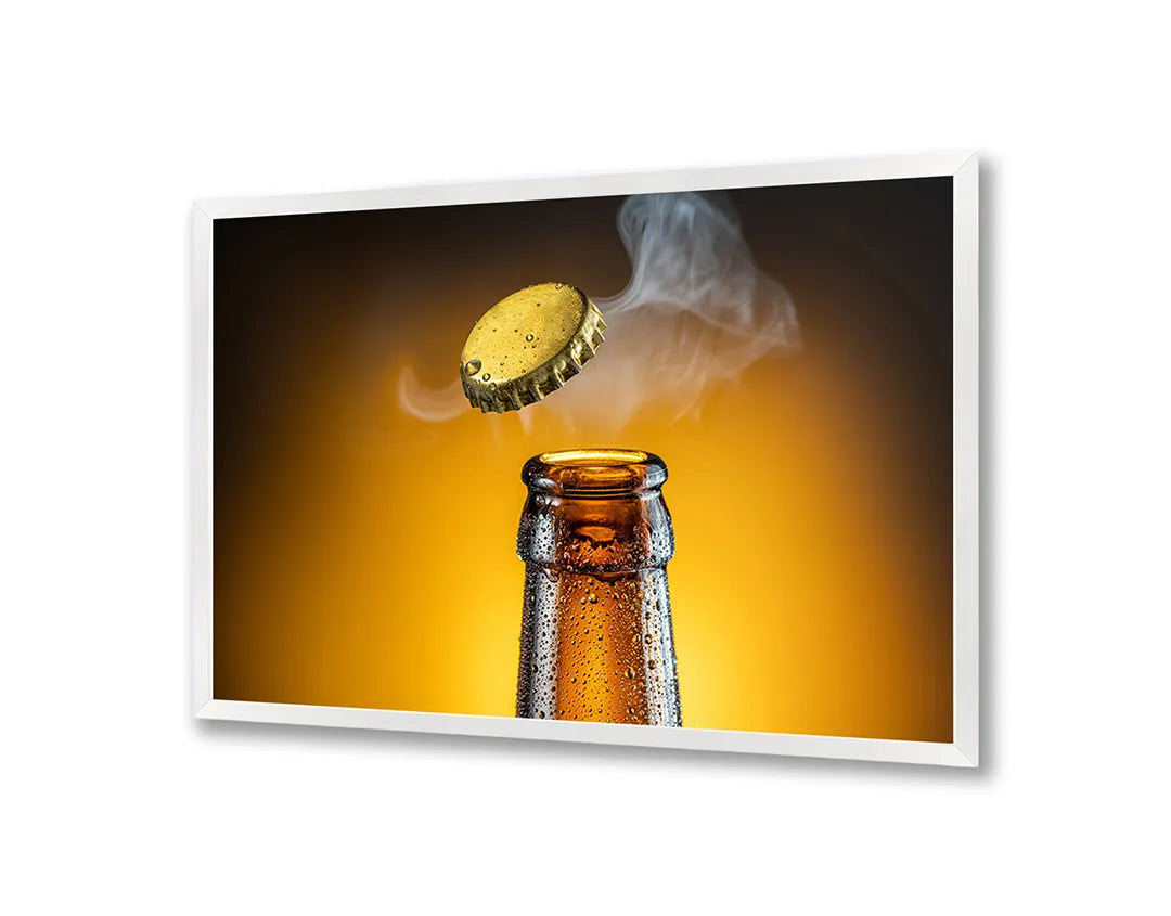 Metalen Magneetbord met print van Bierflesje kroonkurk perfect als decoratie