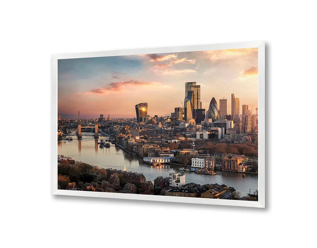 Metalen Magneetbord met print van Londen skyline zonsondergang perfect als decoratie