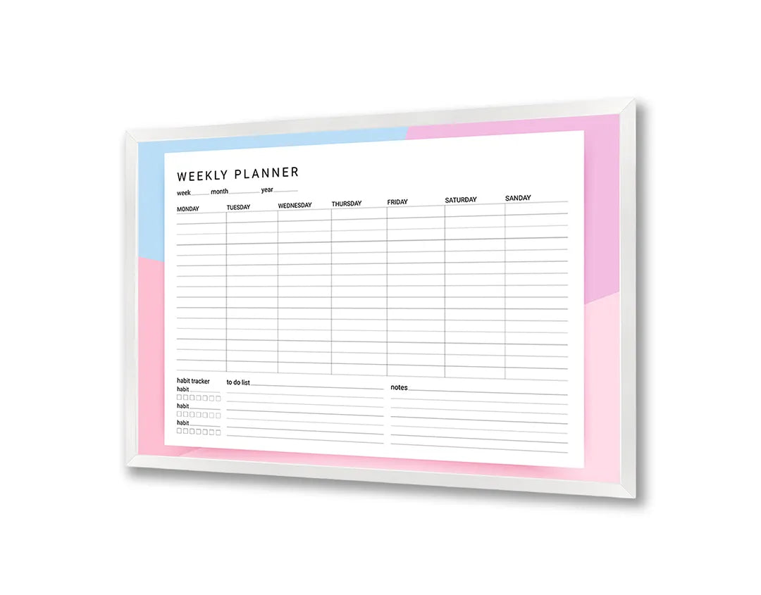 Metalen Magneetbord met print van Weekplanner roze perfect als decoratie