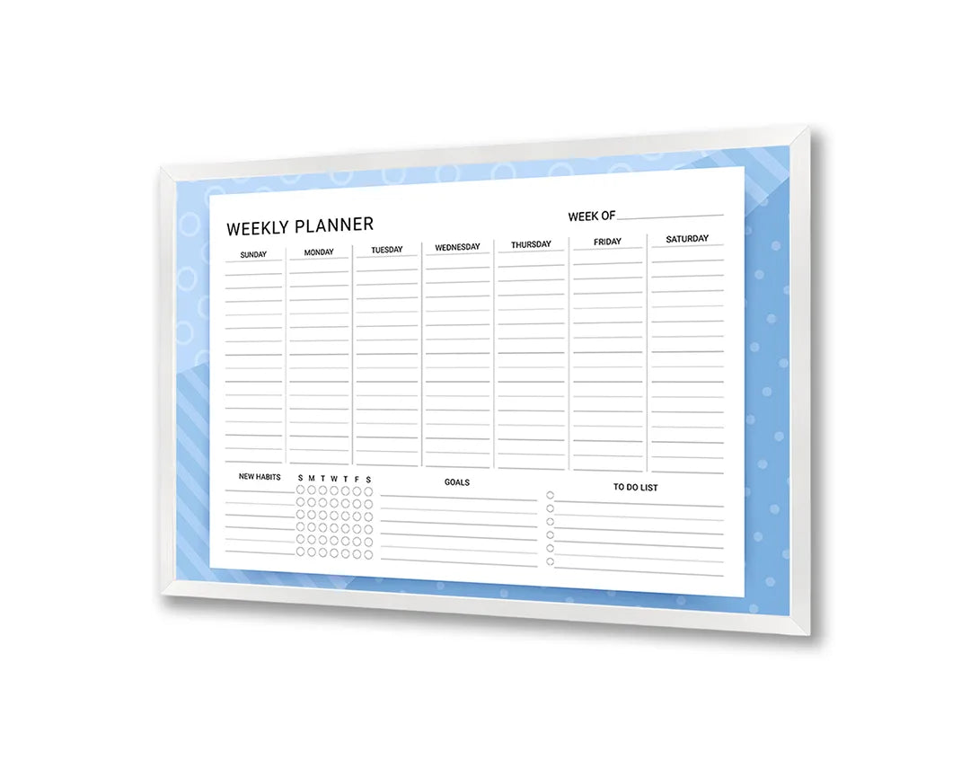 Metalen Magneetbord met print van Weekplanner blauw perfect als decoratie