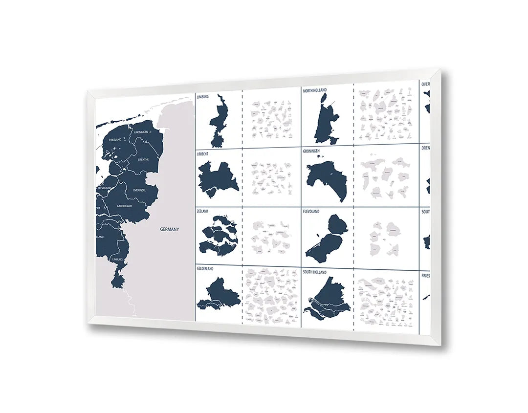 Metalen Magneetbord met print van Nederland provincies details perfect als decoratie