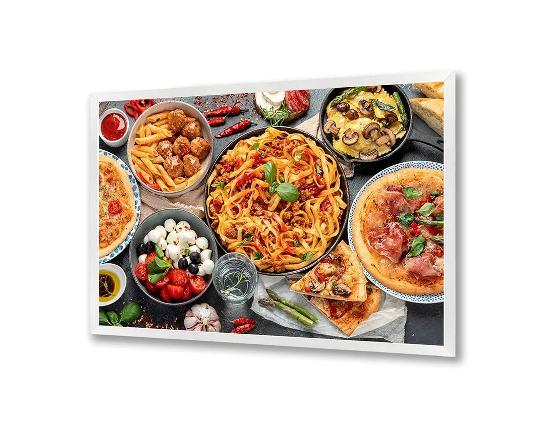 Metalen Magneetbord met print van Pizza en pasta perfect als decoratie