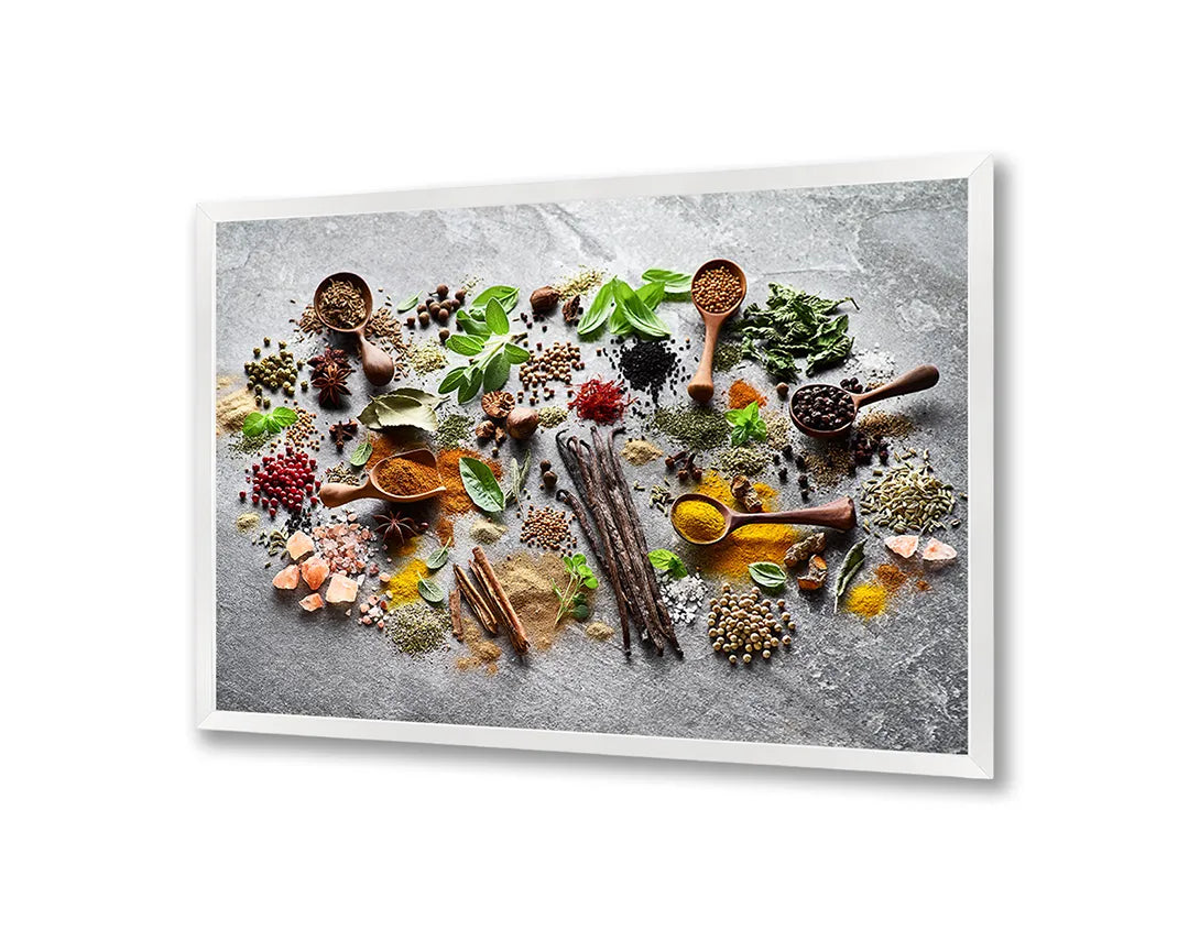 Metalen Magneetbord met print van Kruiden op stenen tafel perfect als decoratie