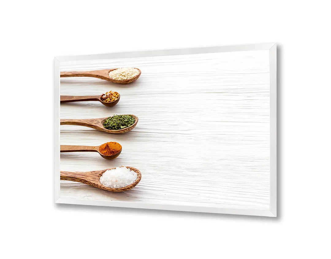 Metalen Magneetbord met print van Houten lepels specerijen perfect als decoratie