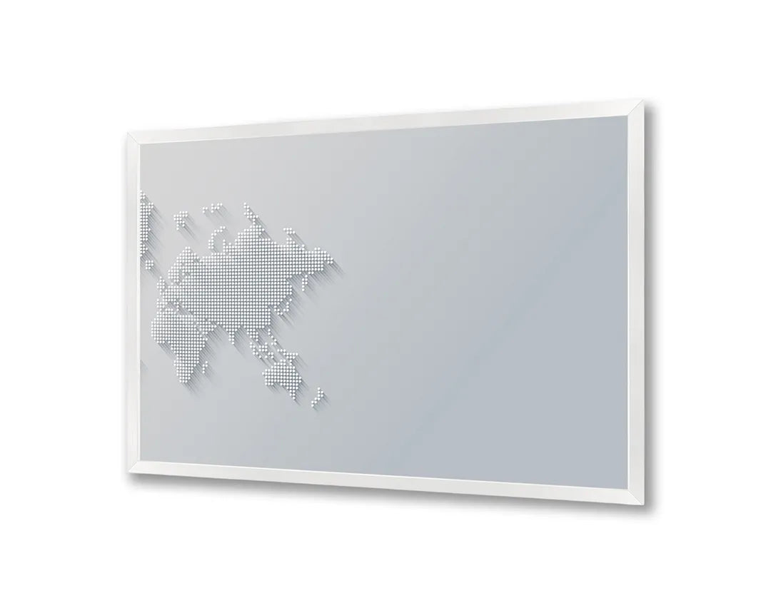 Metalen Magneetbord met print van Wereldkaart grijs 3D perfect als decoratie