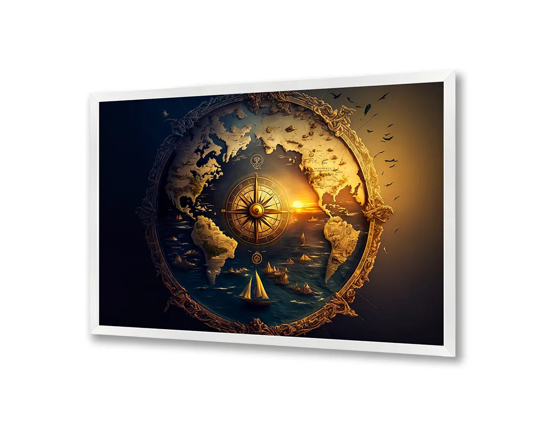 Metalen Magneetbord met print van Kompas ster in ruimte perfect als decoratie