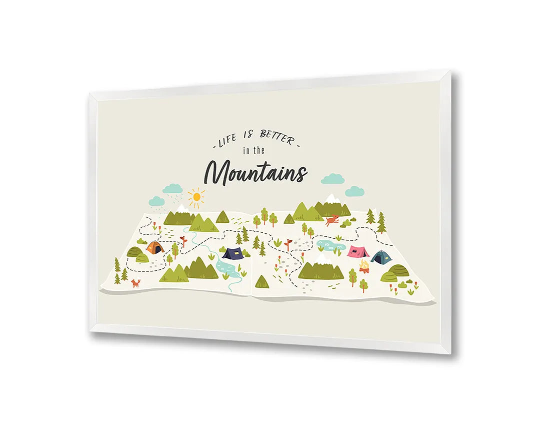 Metalen Magneetbord met print van Life is better in mountains perfect als decoratie