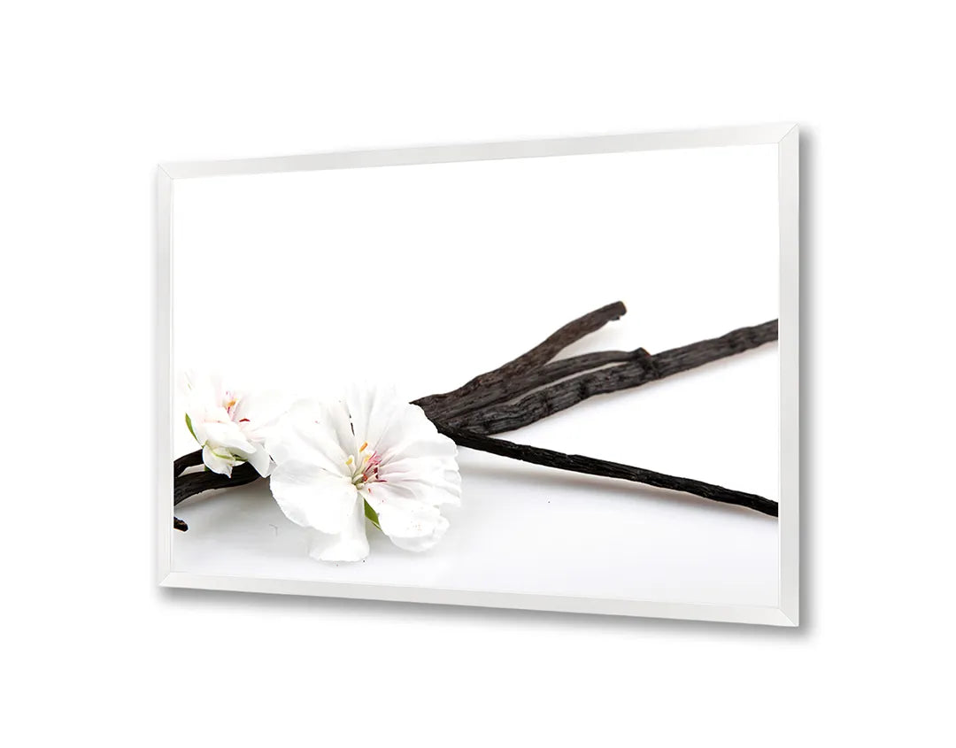 Metalen Magneetbord met afbeelding van witte orchidee met zen stenen in wit en grijs kleuren