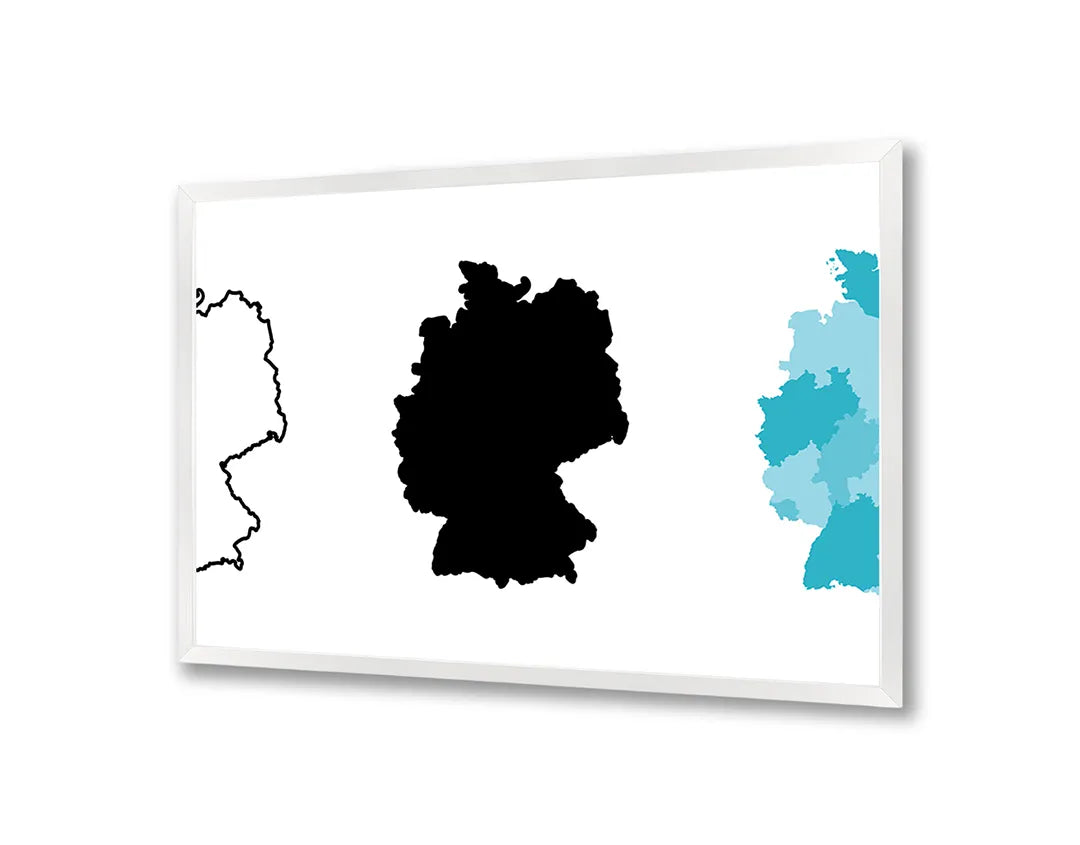 Metalen Magneetbord met print van Duitsland kaart zwart wit perfect als decoratie
