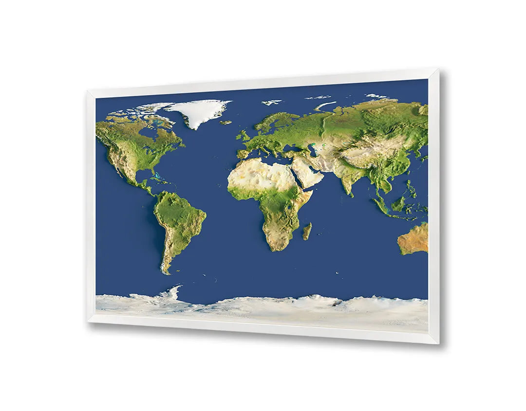 Metalen Magneetbord met print van Wereldkaart blauw landschap perfect als decoratie