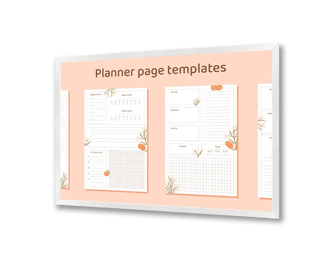 Metalen Magneetbord met print van Planner oranje bloemen perfect als decoratie