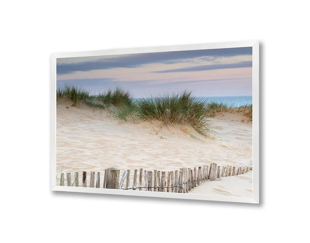 Metalen Magneetbord met afbeelding van strand duinen met helmgras in zand en groen kleuren