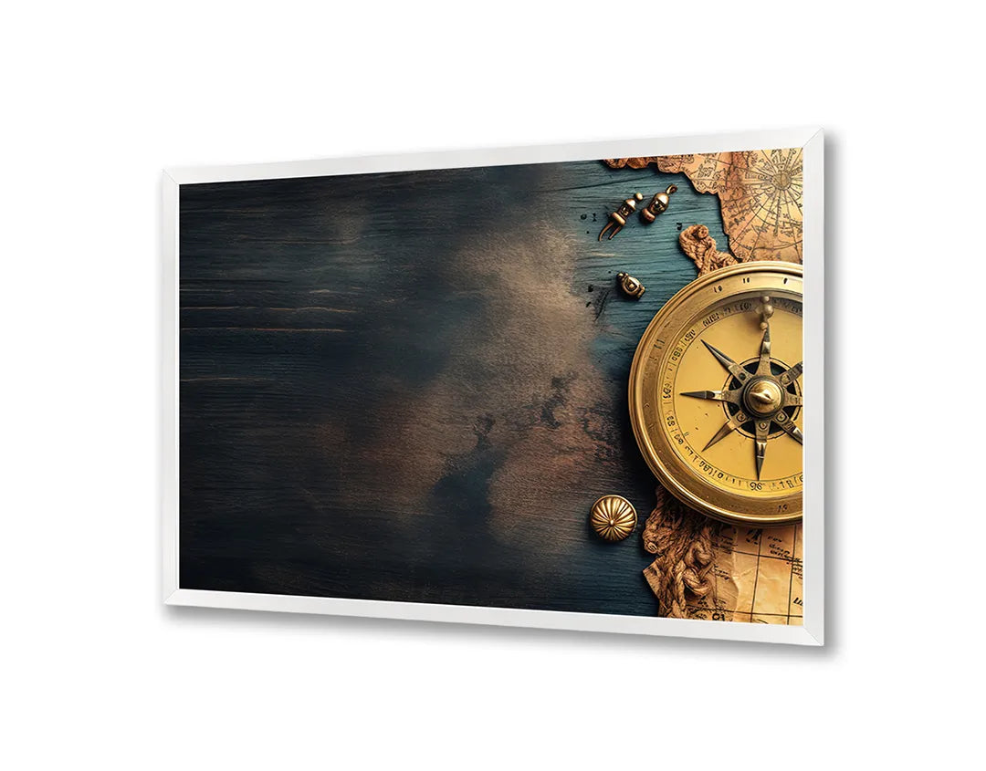 Metalen Magneetbord met print van Oud kompas op kaart perfect als decoratie