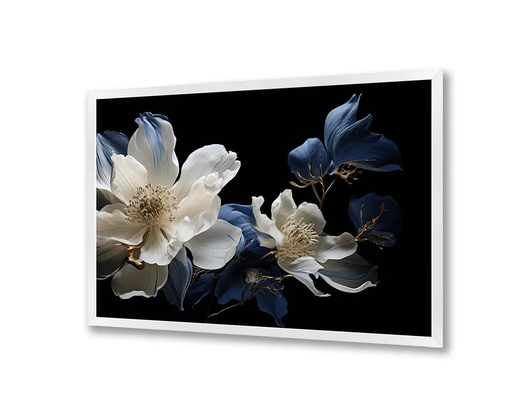 Metalen Magneetbord met print van Witte orchidee op zwart perfect als decoratie