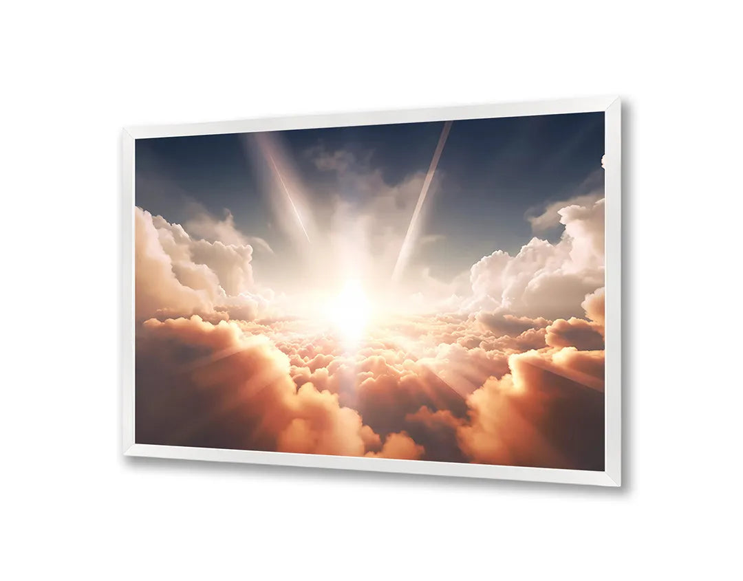 Metalen Magneetbord met print van Hemel wolken zonlicht perfect als decoratie