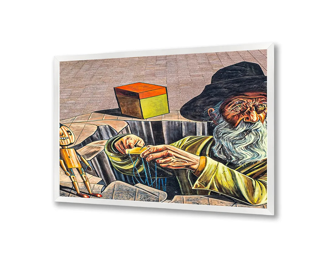Metalen Magneetbord met print van Schilderij abstract gezicht perfect als decoratie