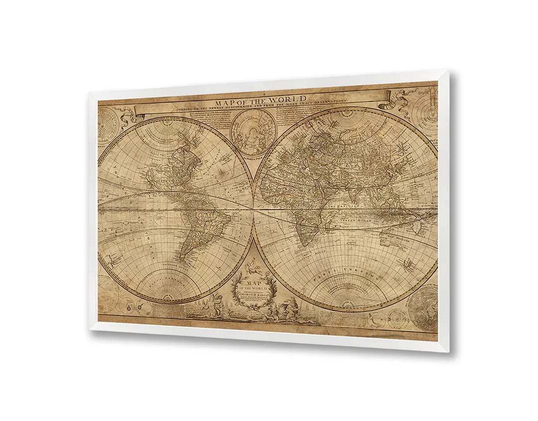 Metalen Magneetbord met print van Wereldbol vintage stijl perfect als decoratie