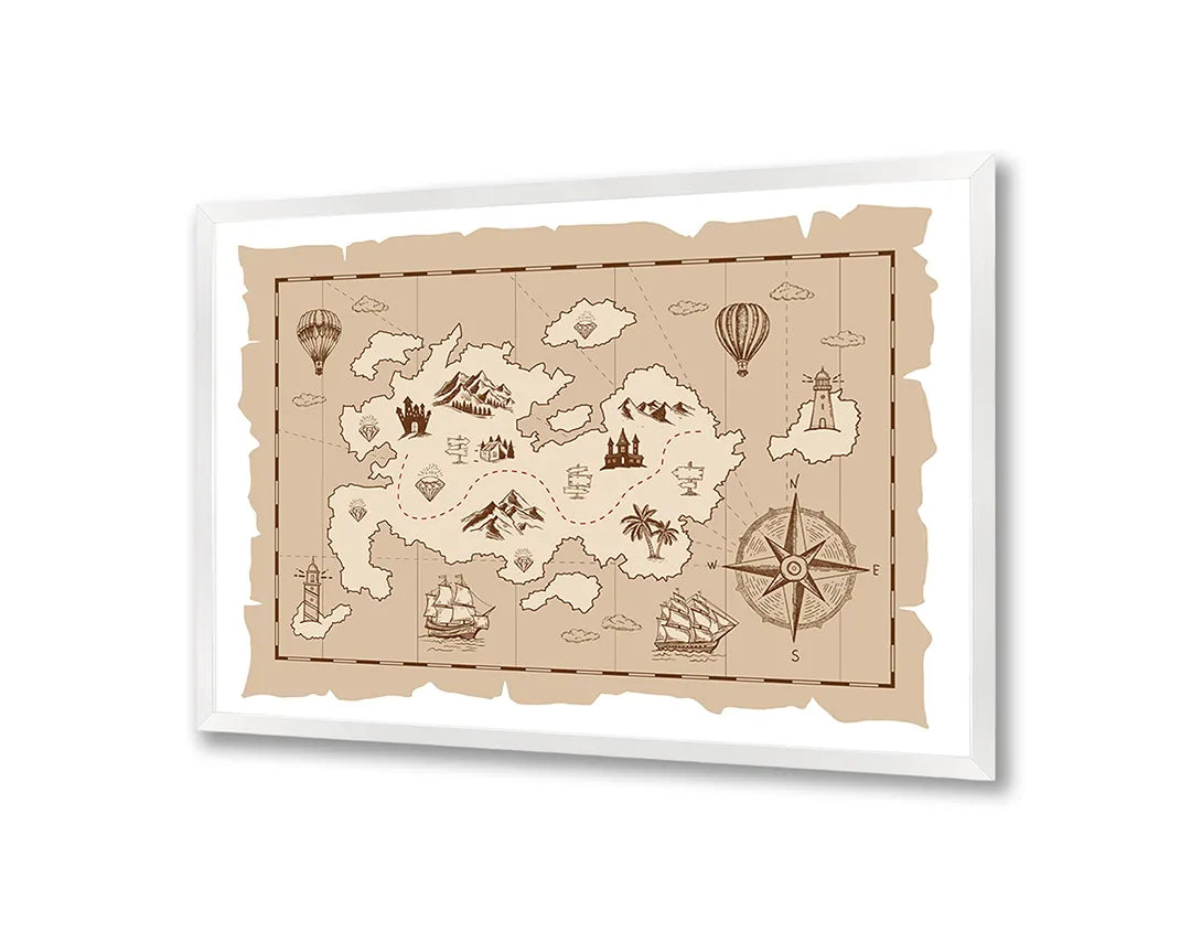 Metalen Magneetbord met print van Eiland schatkaart perfect als decoratie