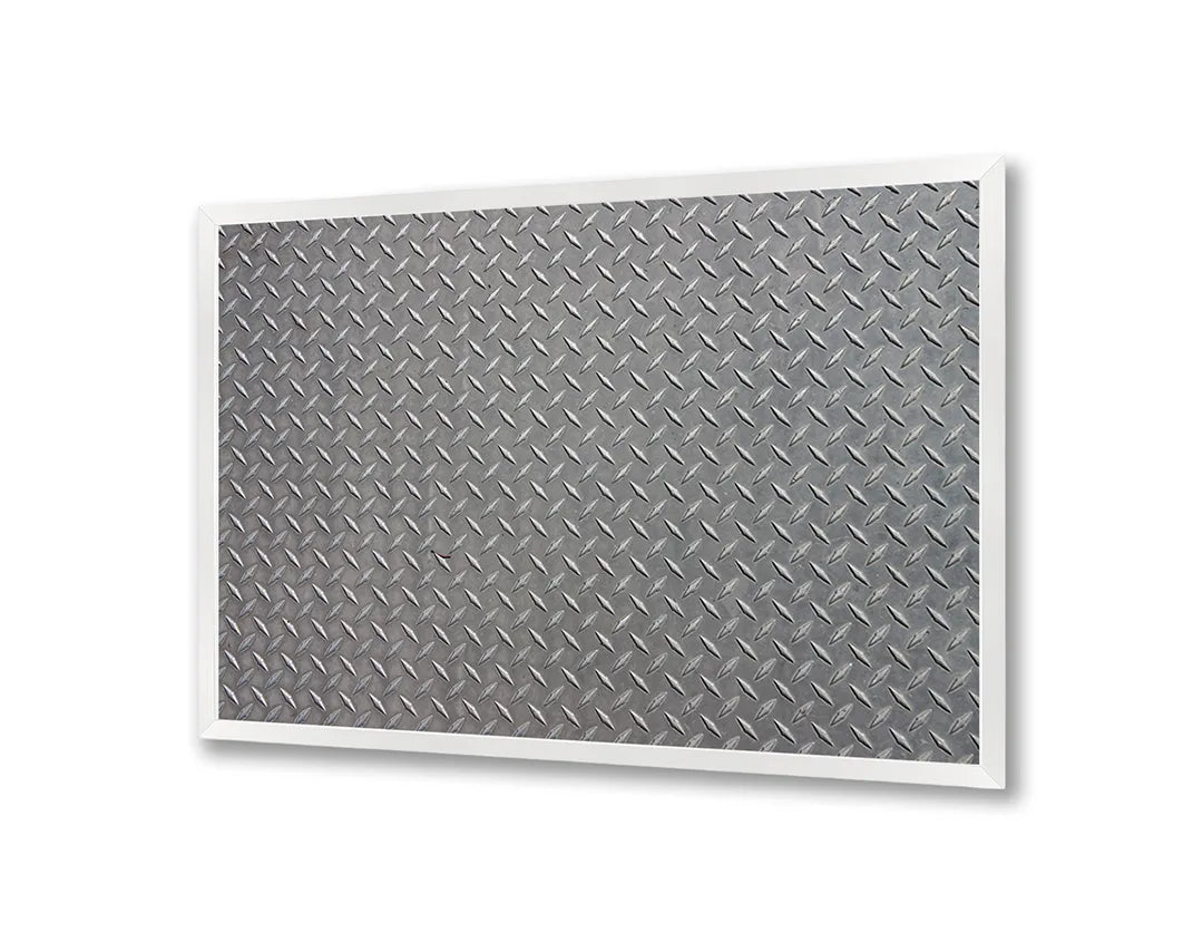 Metalen Magneetbord met afbeelding van metalen traanplaat textuur in zilver grijs kleuren