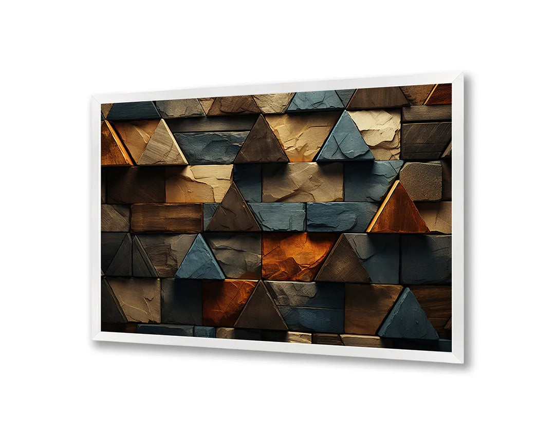 Metalen Magneetbord met print van Houten 3D driehoeken perfect als decoratie