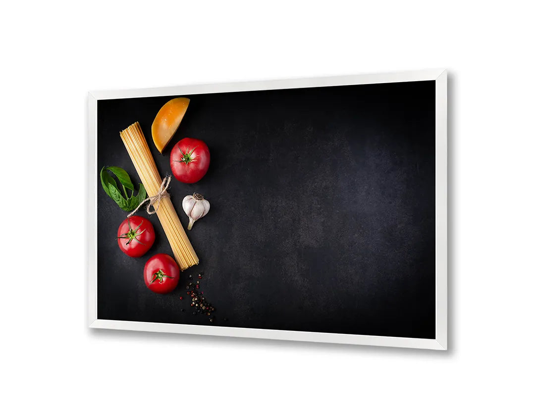 Metalen Magneetbord met print van Pasta ingredienten donker perfect als decoratie